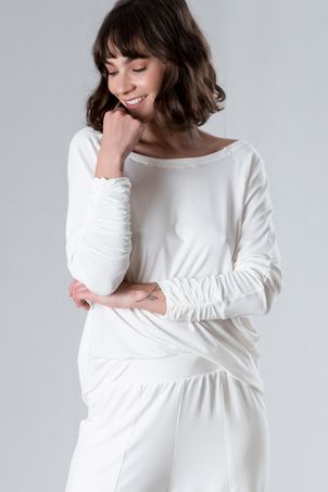 Biquíni Blusa Manga Longa Bamboo Off White