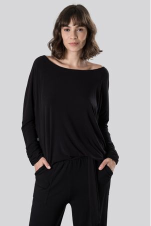 Biquíni Blusa Manga Longa Bamboo Preto