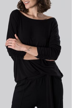 Biquíni Blusa Manga Longa Bamboo Preto