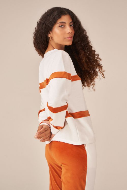 Blusa Listrada Duo Off White