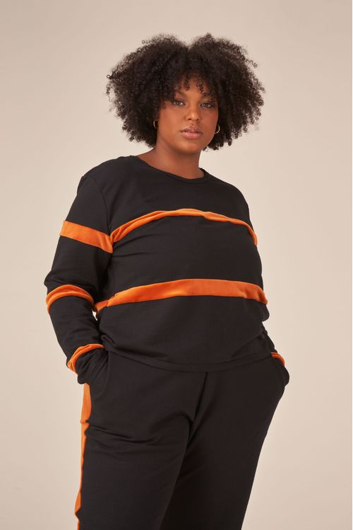 Blusa Listrada Duo Preta