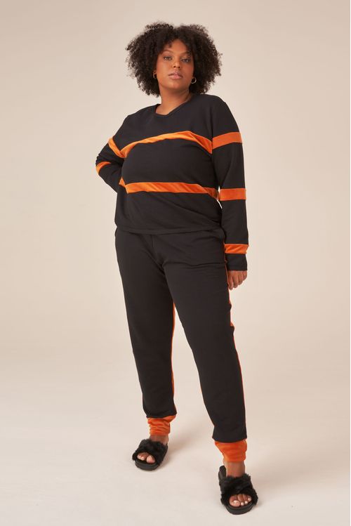 Blusa Listrada Duo Preta
