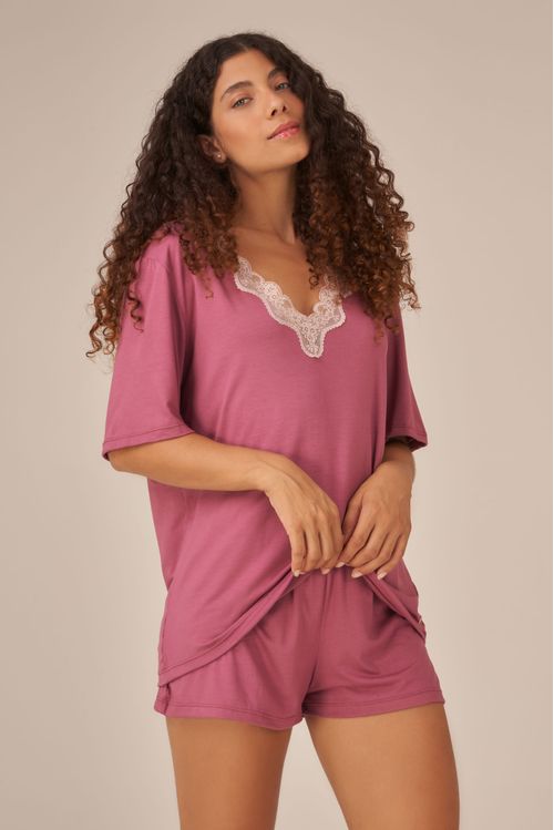 Pijama Curto com renda Sweet Figo