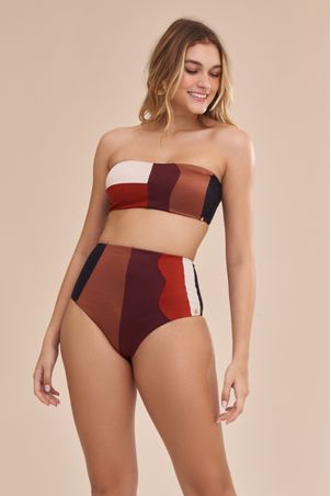 Biquíni Conjunto Top Tomara que Caia e Hot Pant Waves Preto