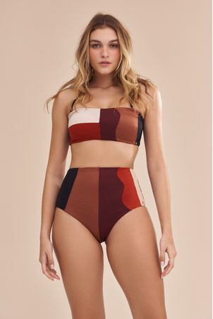 Biquíni Conjunto Top Tomara que Caia e Hot Pant Waves Preto