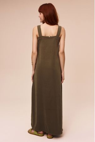 Vestido Longo com Botões Amazônia Verde