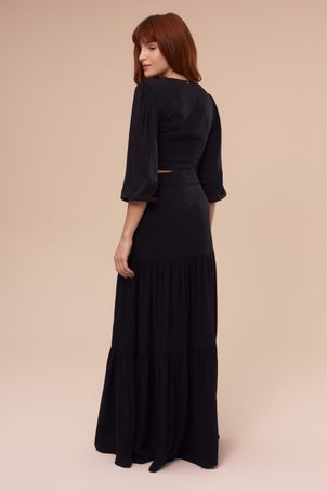 Conjunto Bolero e Saia Longa Preto