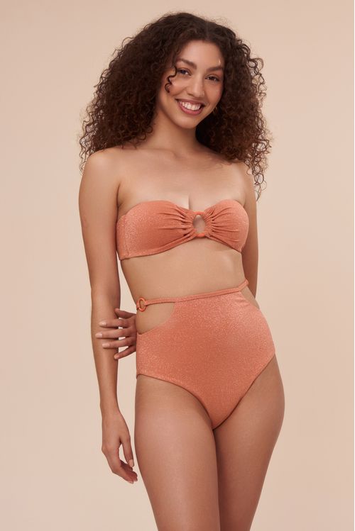 Conjunto Strapless Top e Hot Pant Rebeca Serena Papaya
