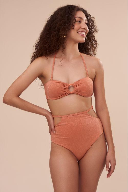 Conjunto Strapless Top e Hot Pant Rebeca Serena Papaya