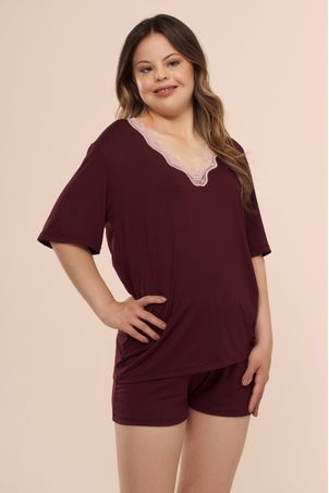 Pijama Curto Sweet Vinho