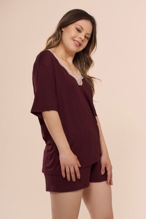 Pijama Curto Sweet Vinho