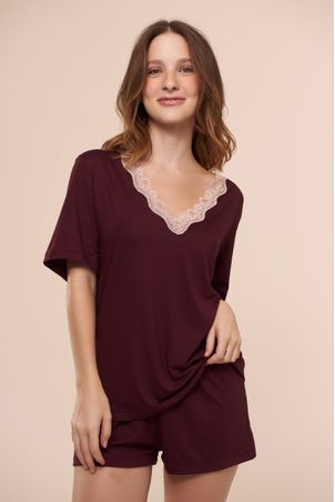 Pijama Curto Sweet Vinho