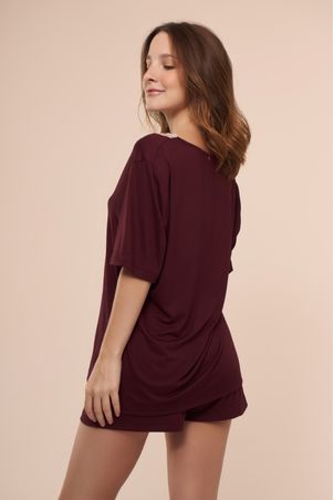 Pijama Curto Sweet Vinho