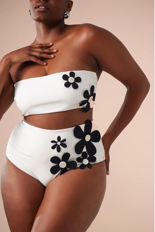 Biquíni Top Bandeau Bem me Quero Off White
