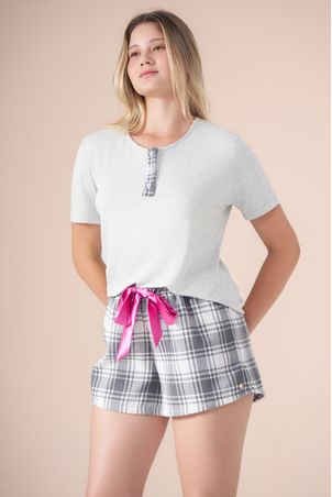 Pijama curto gray chess