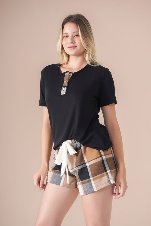 pijama curto black chess
