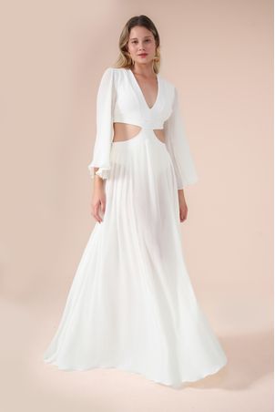 Vestido aretha plissado off white