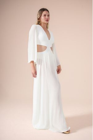 Vestido aretha plissado off white