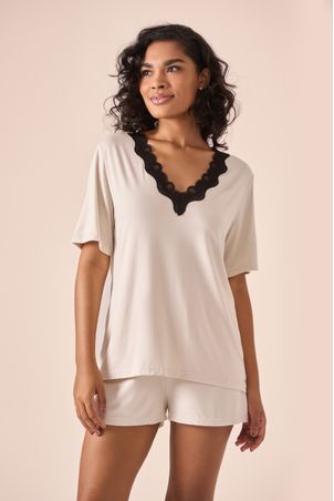 Pijama curto sweet off white