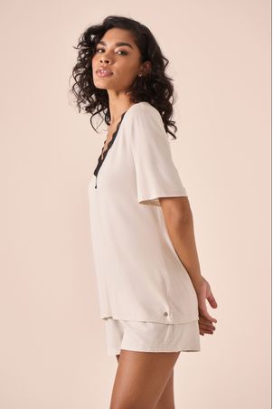 Pijama curto sweet off white