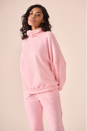 Blusa moletom fleece rosa