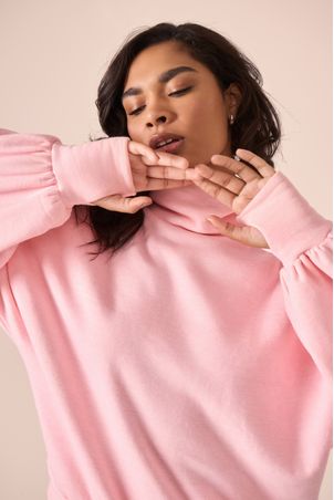 Blusa moletom fleece rosa