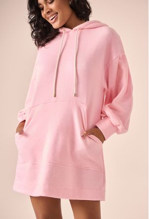 Vestido moletom fleece rosa
