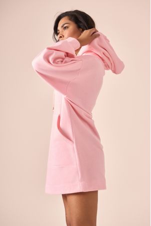 Vestido moletom fleece rosa
