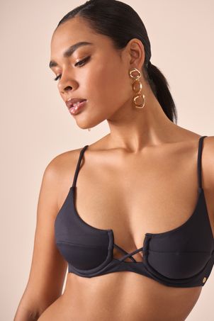 Top Biquíni Demi Mariah com aro Corpo Preto