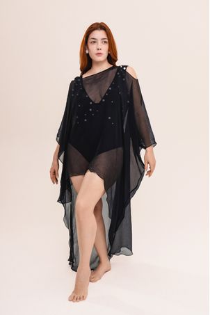 Vestido saída hera em seda maat preto
