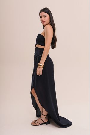 Vestido maat com seda preto