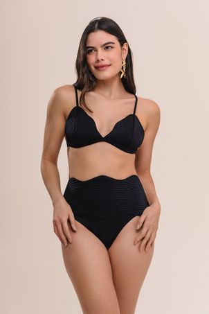Conjunto Biquíni top triângulo e calcinha maxi maat preto