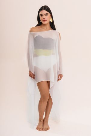 Vestido saída hera em seda maat off white