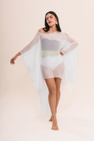 Vestido saída hera em seda maat off white