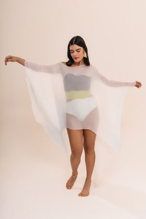 Vestido saída hera em seda maat off white