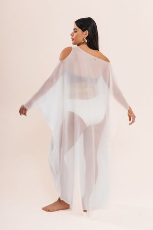 Vestido saída hera em seda maat off white