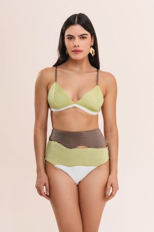 Conjunto biquini top triângulo e calcinha hot pant maat pistache