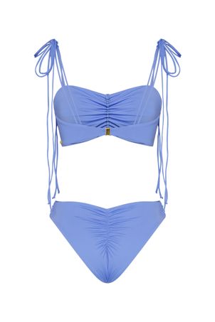 Calcinha biquini midi franzidos bio artemis azul lazuli
