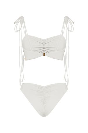 Calcinha Biquíni midi com franzidos bio artemis off white