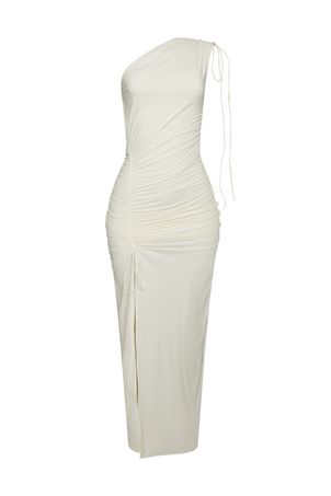 Vestido longo franzido bio artemis off white