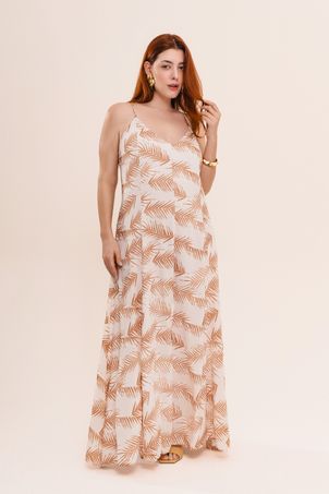 Vestido Longo Palms Areia