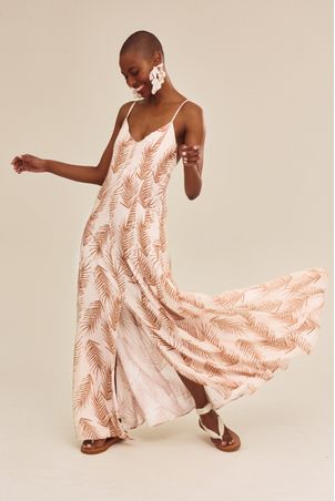 Vestido Longo Palms Areia