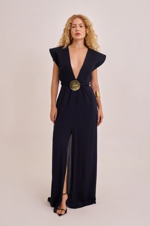 Vestido ciclos matelassê estruturado preto