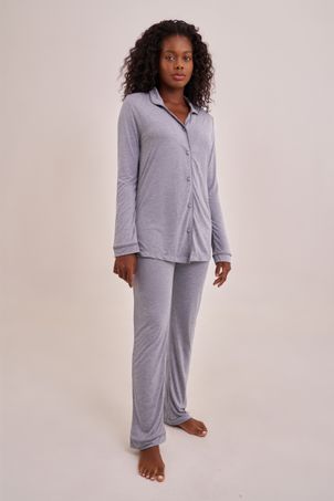 Pijama longo classic cinza mescla