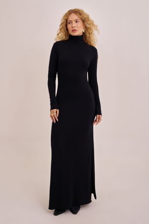 Vestido manga longa bamboo júlia preto