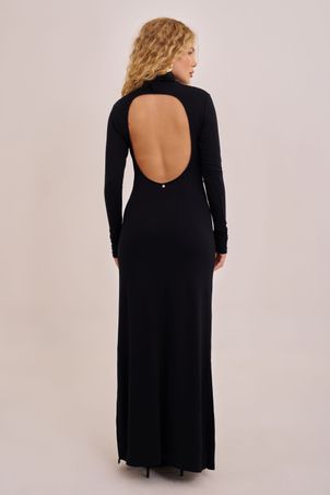 Vestido manga longa bamboo júlia preto