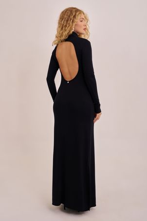 Vestido manga longa bamboo júlia preto