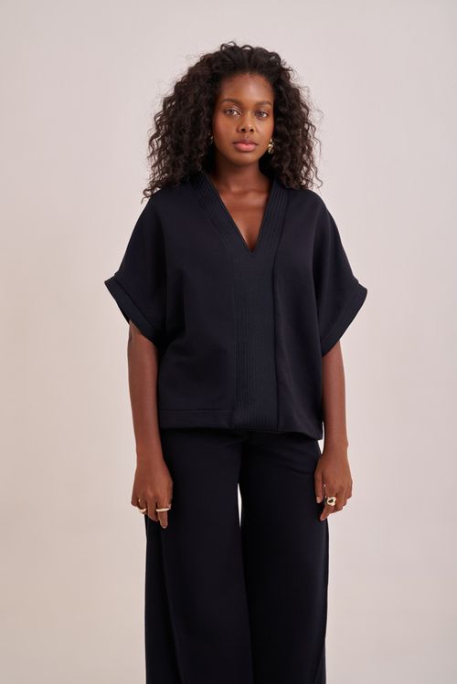 blusa moletom matelassê preta