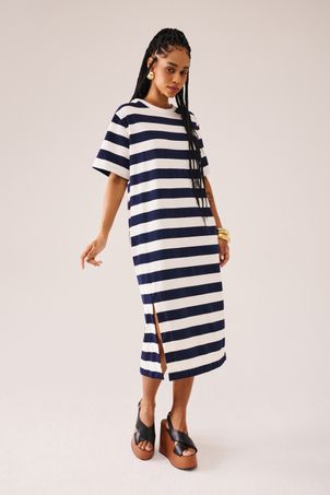 Vestido longshirt marinière