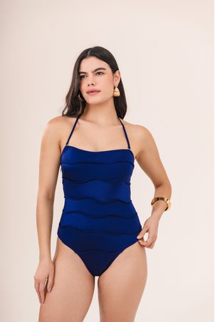 Maiô strapless iemanjá marinho